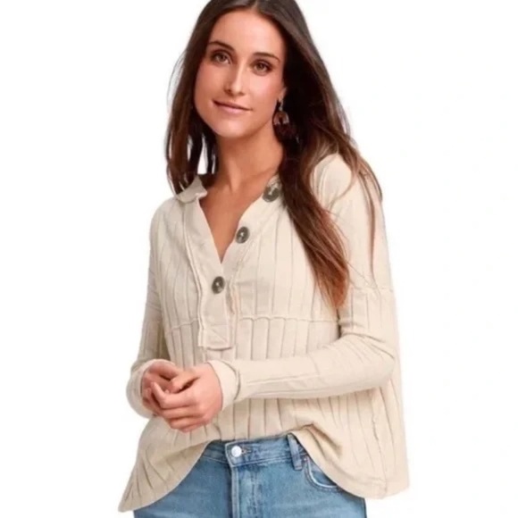New! Free People We The Free In The Mix Ribbed Henley Pullover Top 33517 - Picture 1 of 11